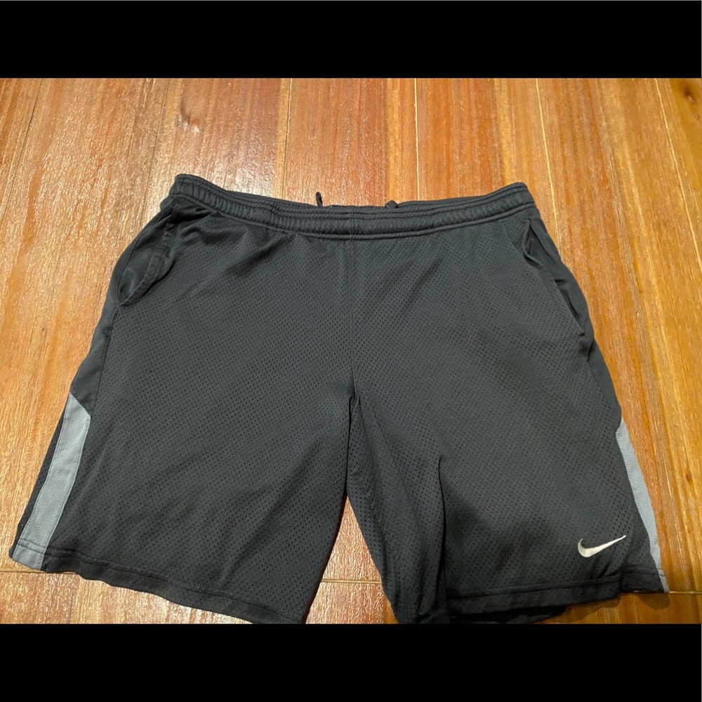Nike Dri-Fit Black and Silver Pocketed Shorts Md